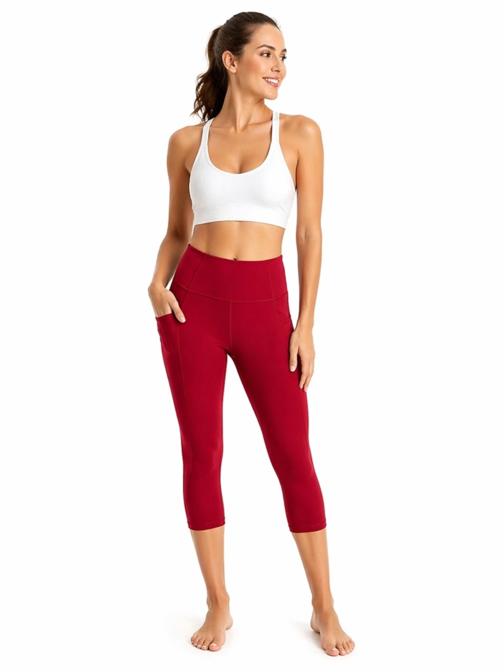 lululemon athletica Deep Red High-Waist Capri Leggings with Side Pocket